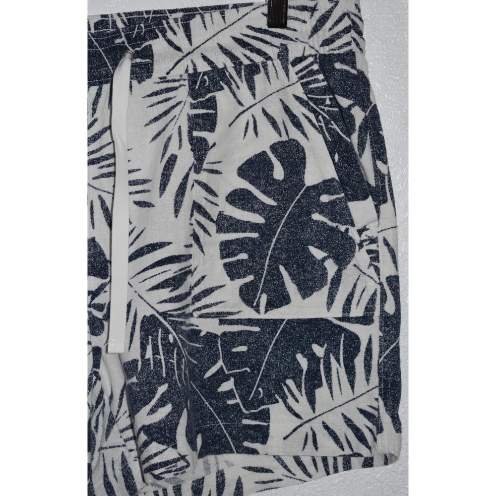 Nautica Womens LARGE Linen Blend Shorts Pull-On Tropical Hawiian Pockets Blue - Picture 10 of 16